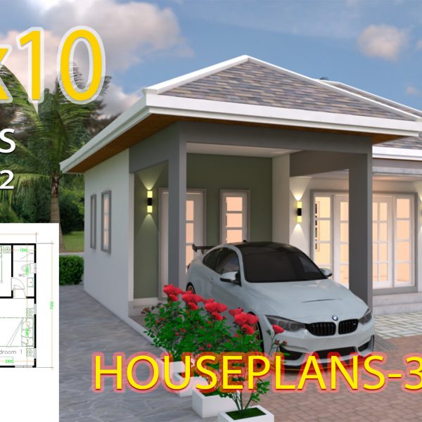 House Design 10x10 with 3 Bedrooms Hip roof