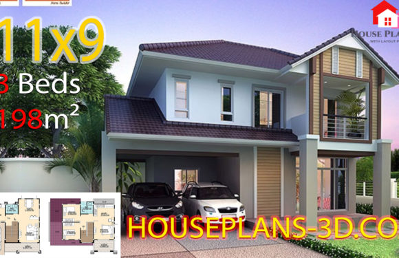 House Design 11×9 with 3 bedrooms