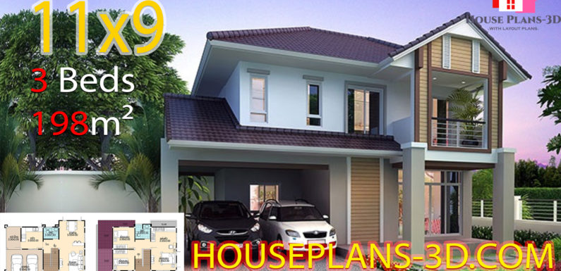 House Design 11×9 with 3 bedrooms