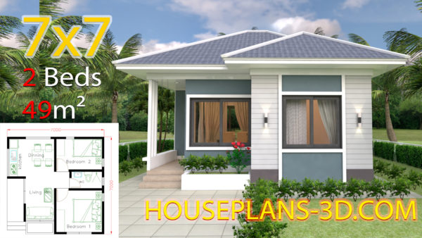 House Design 7x7 with 2 Bedrooms full plans