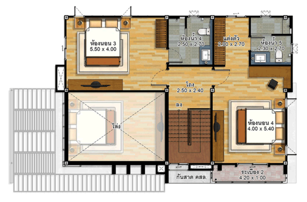 House design 15x9 with 4 Bedrooms - House Plans 3D