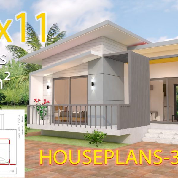 House design 7.5x11 with 2 Bedrooms Full plans
