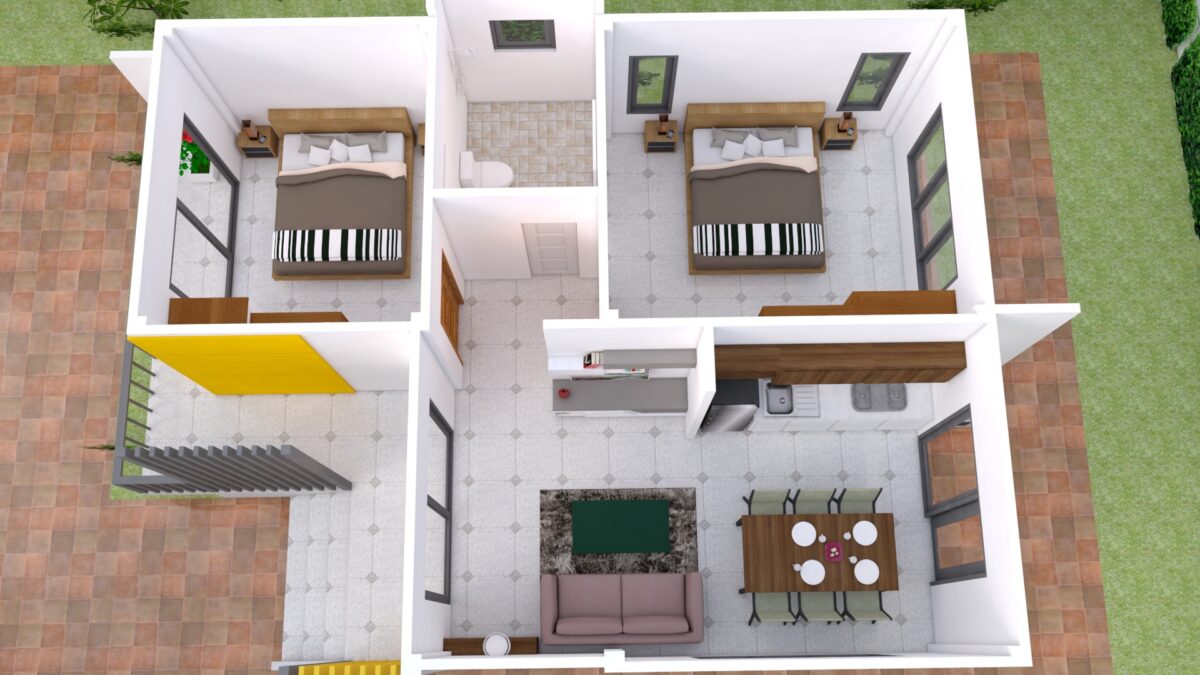 House design 7.5x11 with 2 Bedrooms Full plans - Image 3