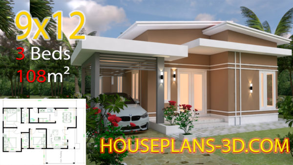 House design 9x12 with 3 bedrooms slop roof