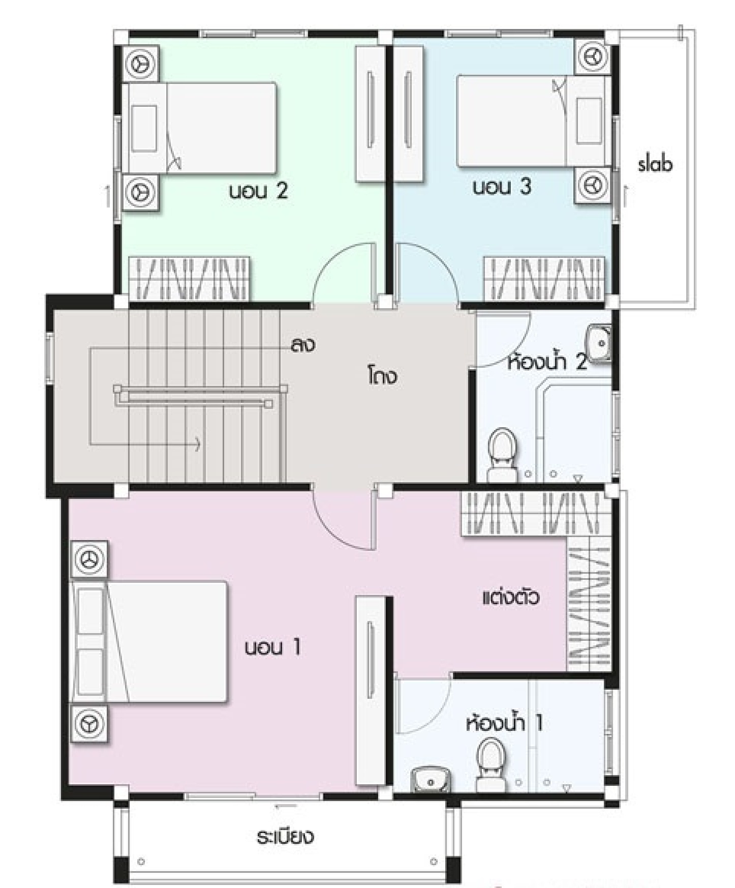 House design plan 6.5x11.2m with 3 bedrooms