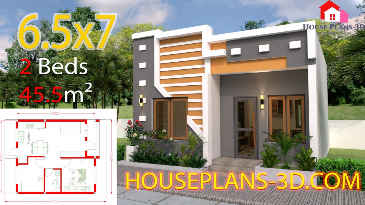 Small House Design 6.5x7 with 2 Bedrooms full plans
