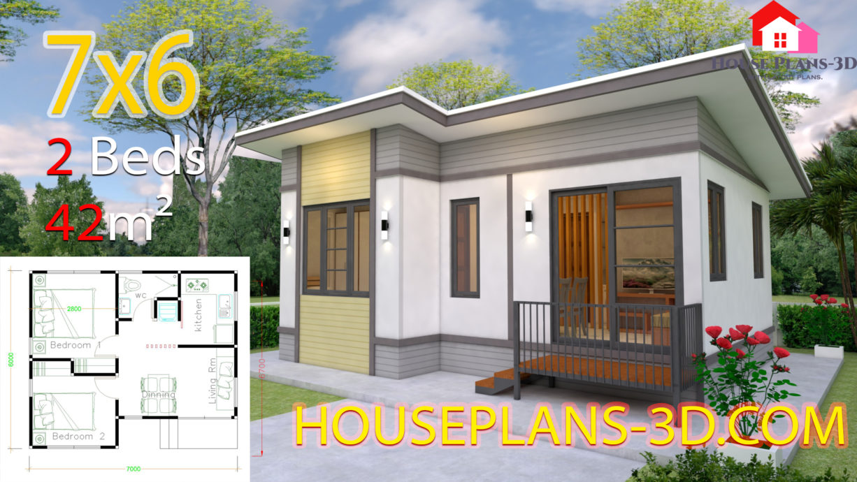 Small House Plans 7x6 With 2 Bedrooms - House Plans 3d