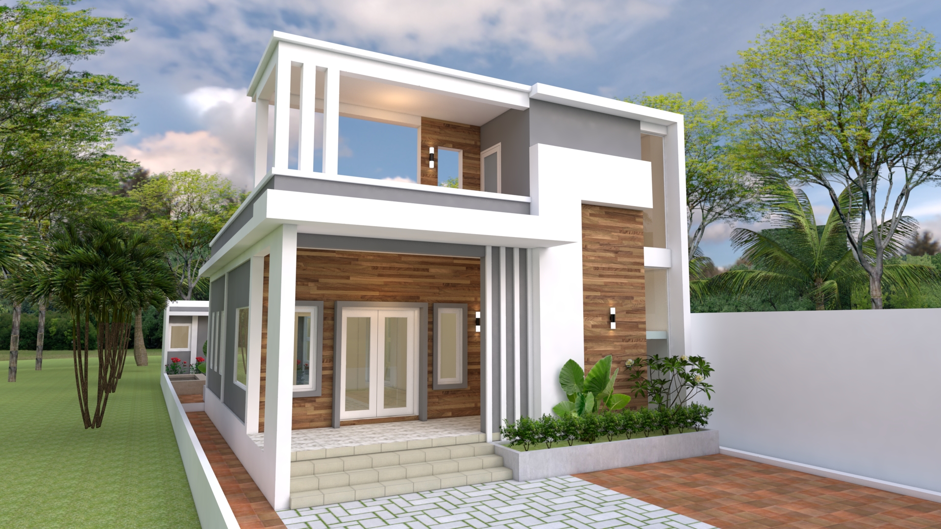House Design Plans 10x25 with 3 bedrooms 3d 1