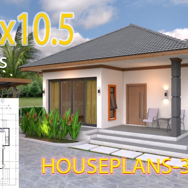 House Plans 10.7x10.5 with 2 Bedrooms Hip roof