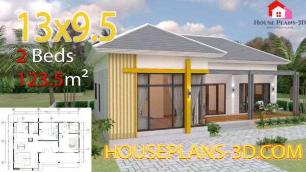 House Plans 13x9.5 with 2 Bedrooms Hip roof