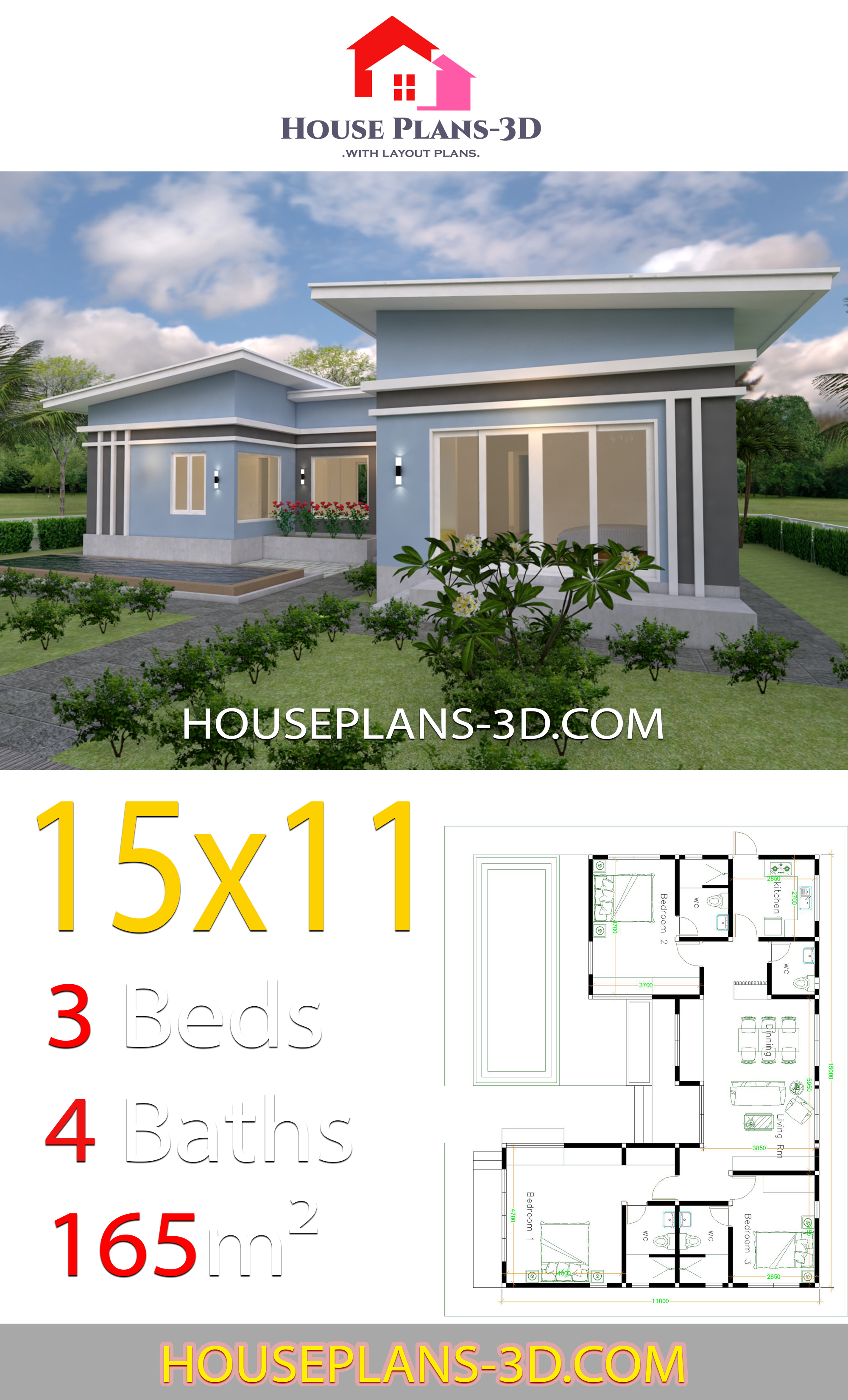 house-plans-15x11-with-3-bedrooms-slope-roof-house-plans-3d