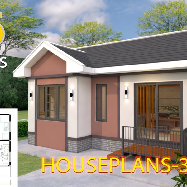House Plans Design 7x6 with 2 Bedrooms Gable Roof