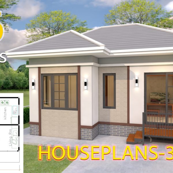 House Plans Design 7x6 with 2 Bedrooms Hip Roof