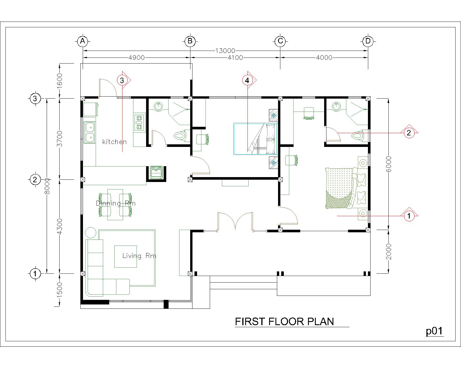 House Plans 13x9.5 with 2 Bedrooms Hip roof floor plan
