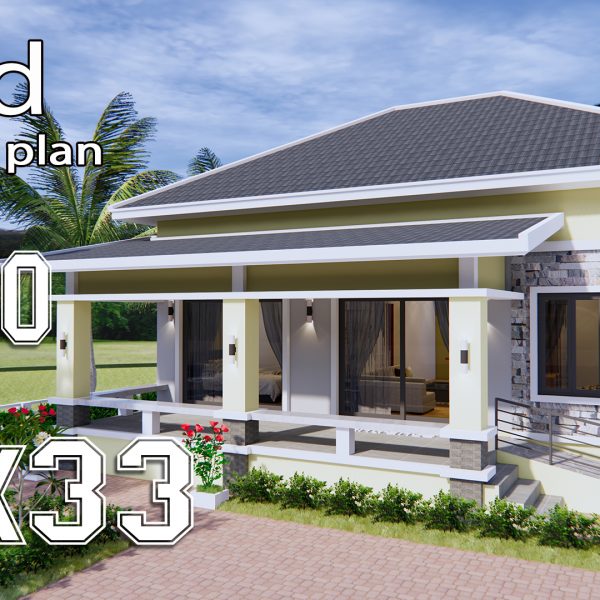 House Design 10x10 with 3 Bedrooms Hip Roof
