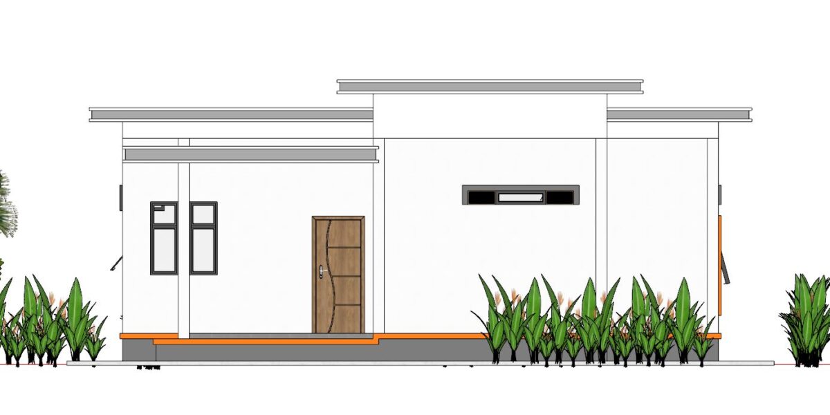 House Plans 10.7x10.5 with 2 Bedrooms Flat roof - Image 9