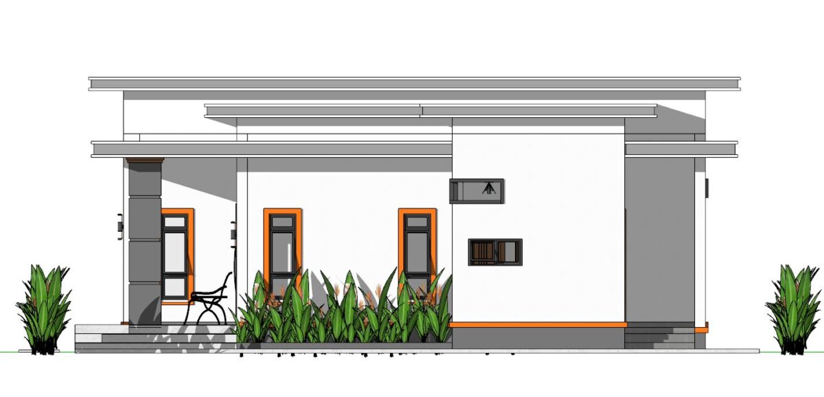 House Plans 10.7x10.5 with 2 Bedrooms Flat roof - Image 10