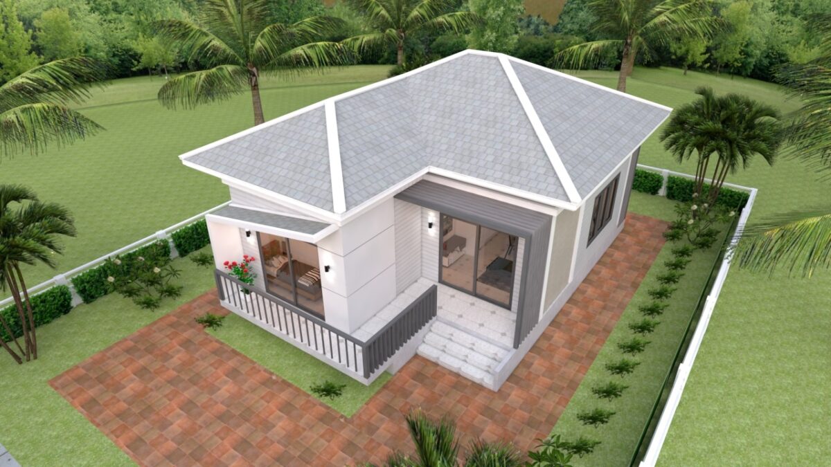 House Plans 7.5x11 with 2 Bedrooms Hip roof