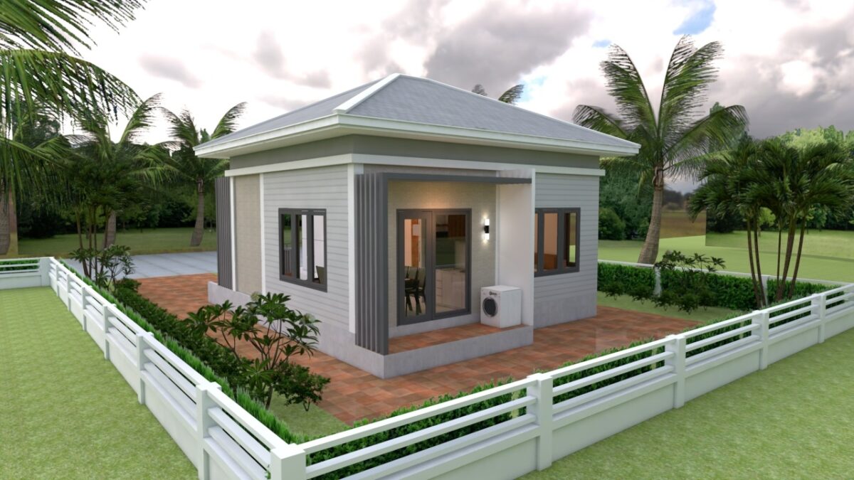 House Plans 7.5x11 with 2 Bedrooms Hip roof