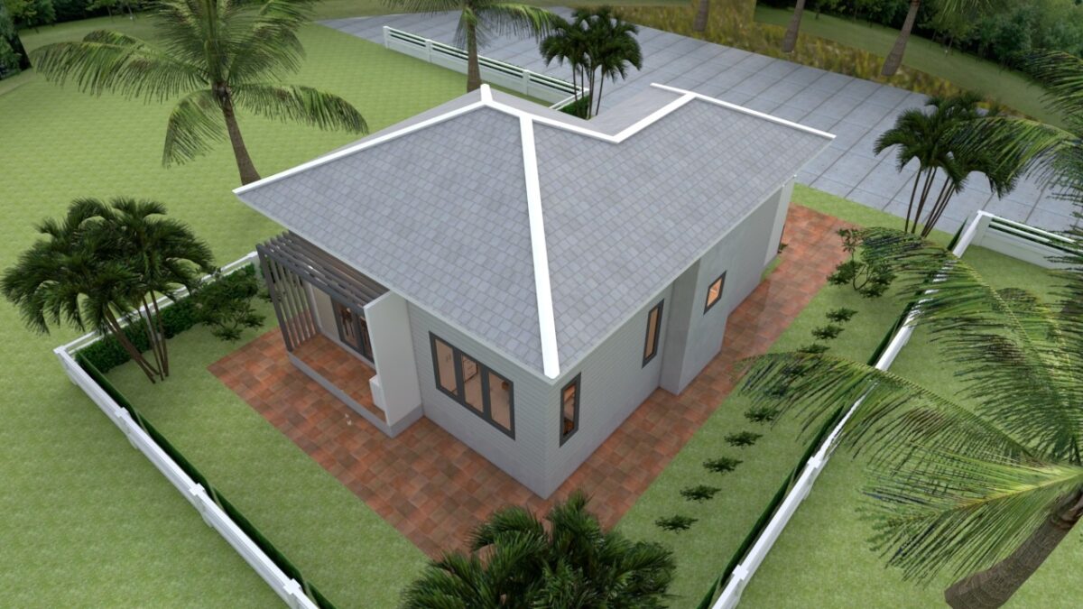 House Plans 7.5x11 with 2 Bedrooms Hip roof - Image 7