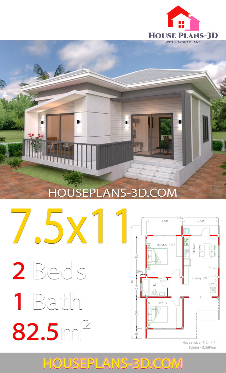 House Design 10x10 With 3 Bedrooms Hip Roof - House Plans S 565