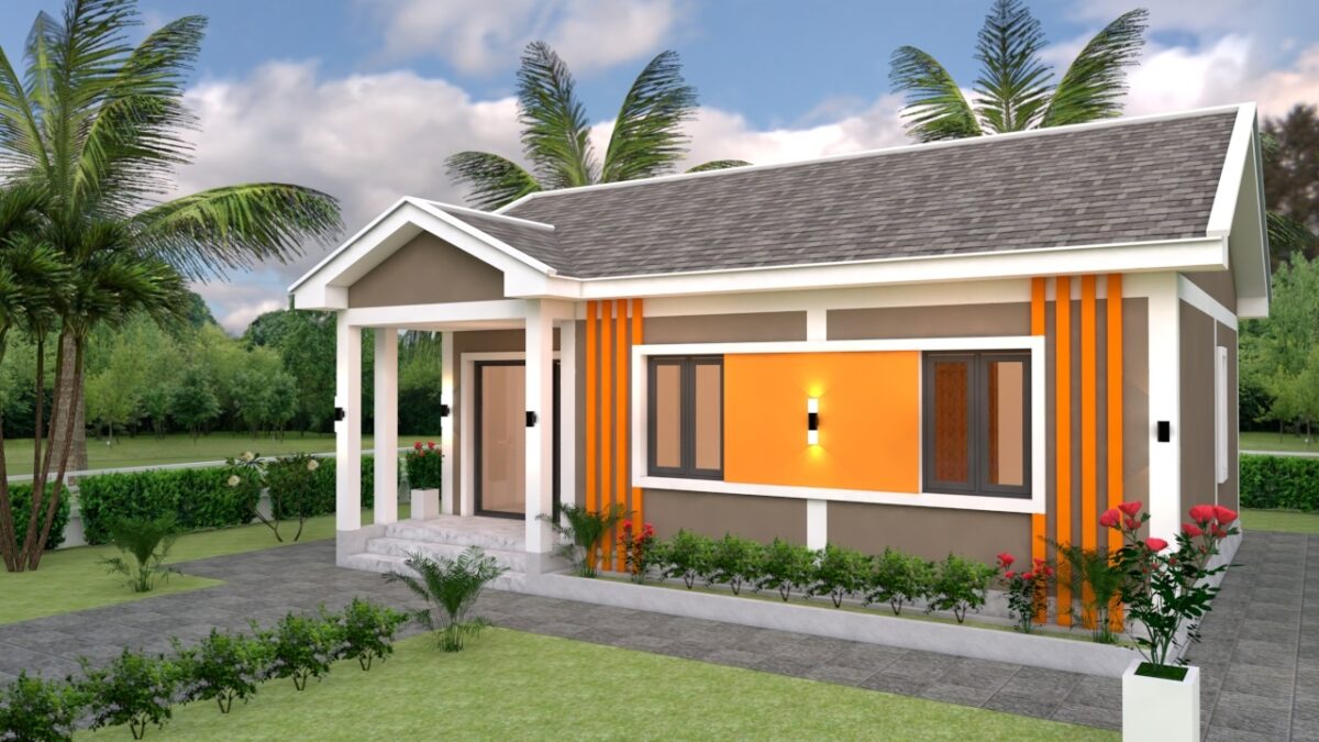 House Plans 9x7 with 2 Bedrooms Gable Roof