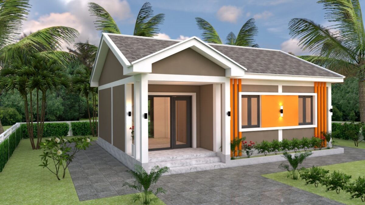 House Plans 9x7 with 2 Bedrooms Gable Roof