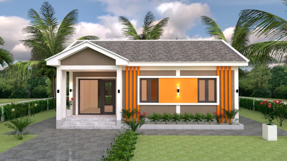 House Plans 9x7 with 2 Bedrooms Gable Roof 3