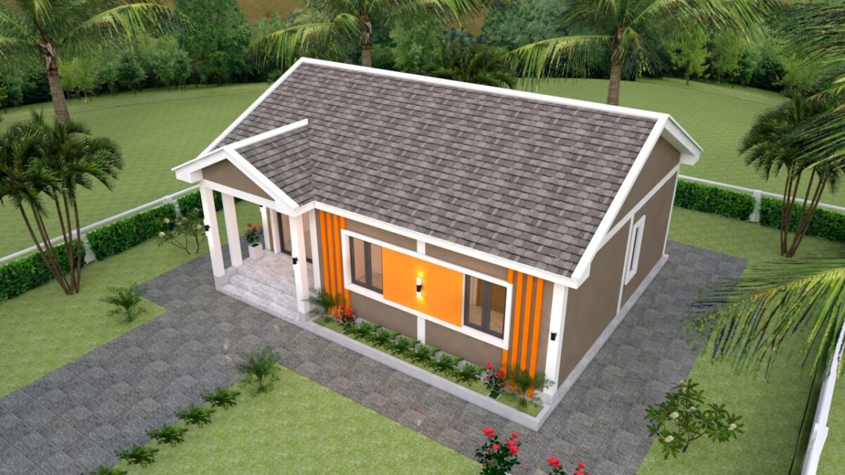 House Plans 9x7 with 2 Bedrooms Gable Roof 6