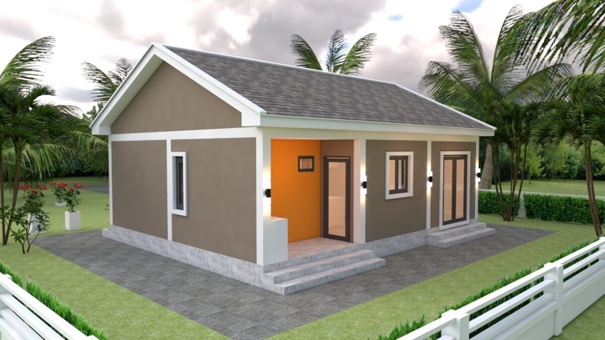 House Plans 9x7 with 2 Bedrooms Gable Roof 6