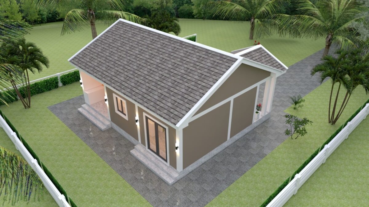 House Plans 9x7 with 2 Bedrooms Gable Roof 6