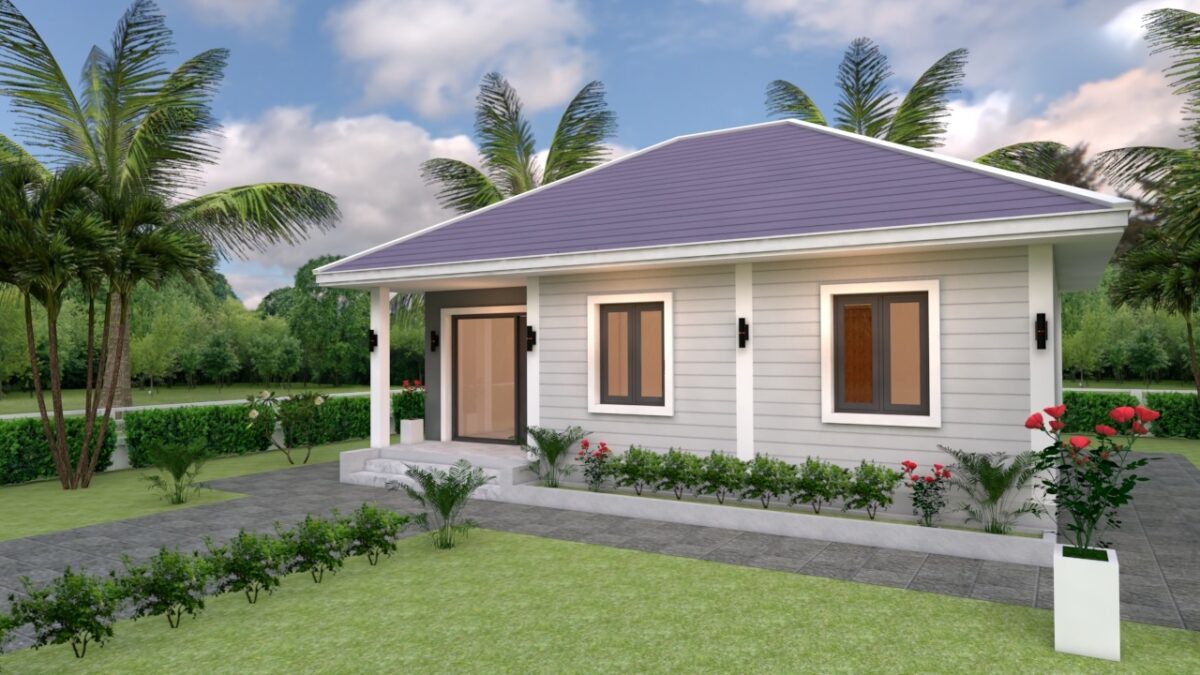 House Plans 9x7 with 2 Bedrooms Hip Roof 1