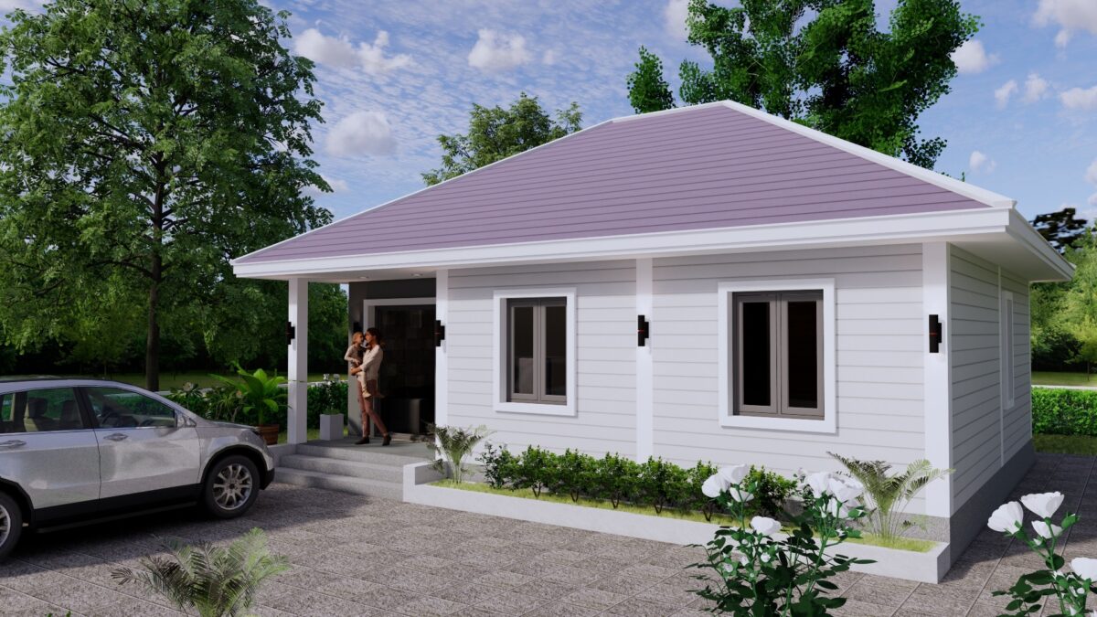 House Plans 9x7 with 2 Bedrooms Hip Roof 1