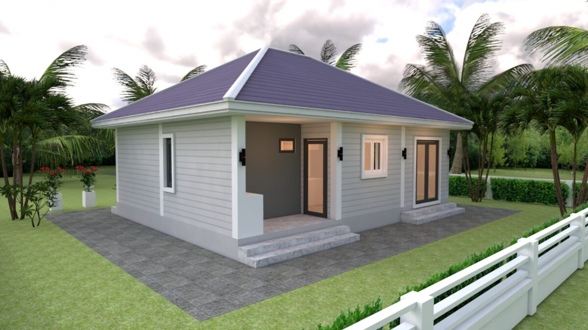 House Plans 9x7 with 2 Bedrooms Hip Roof 1