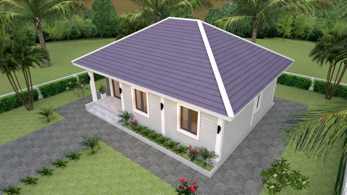 House Plans 9x7 with 2 Bedrooms Hip Roof - Image 6