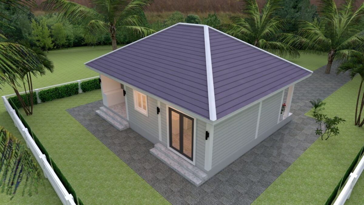 House Plans 9x7 with 2 Bedrooms Hip Roof 1