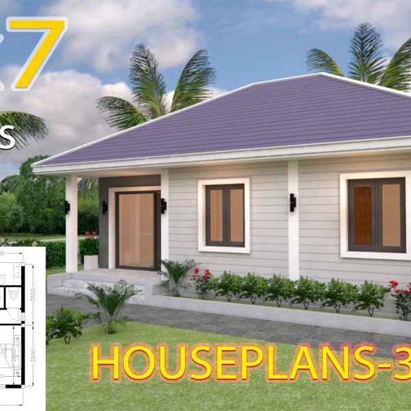 House Plans 9x7 with 2 Bedrooms Hip Roof