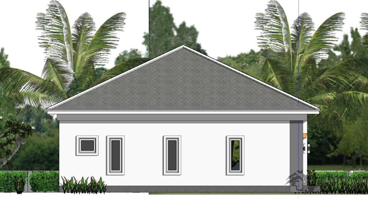 House Plans 12x11 with 3 Bedrooms Hip Roof - Image 14