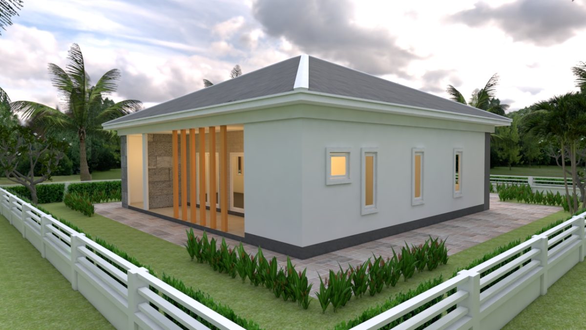 House Plans 12x11 with 3 Bedrooms Hip Roof - Image 6