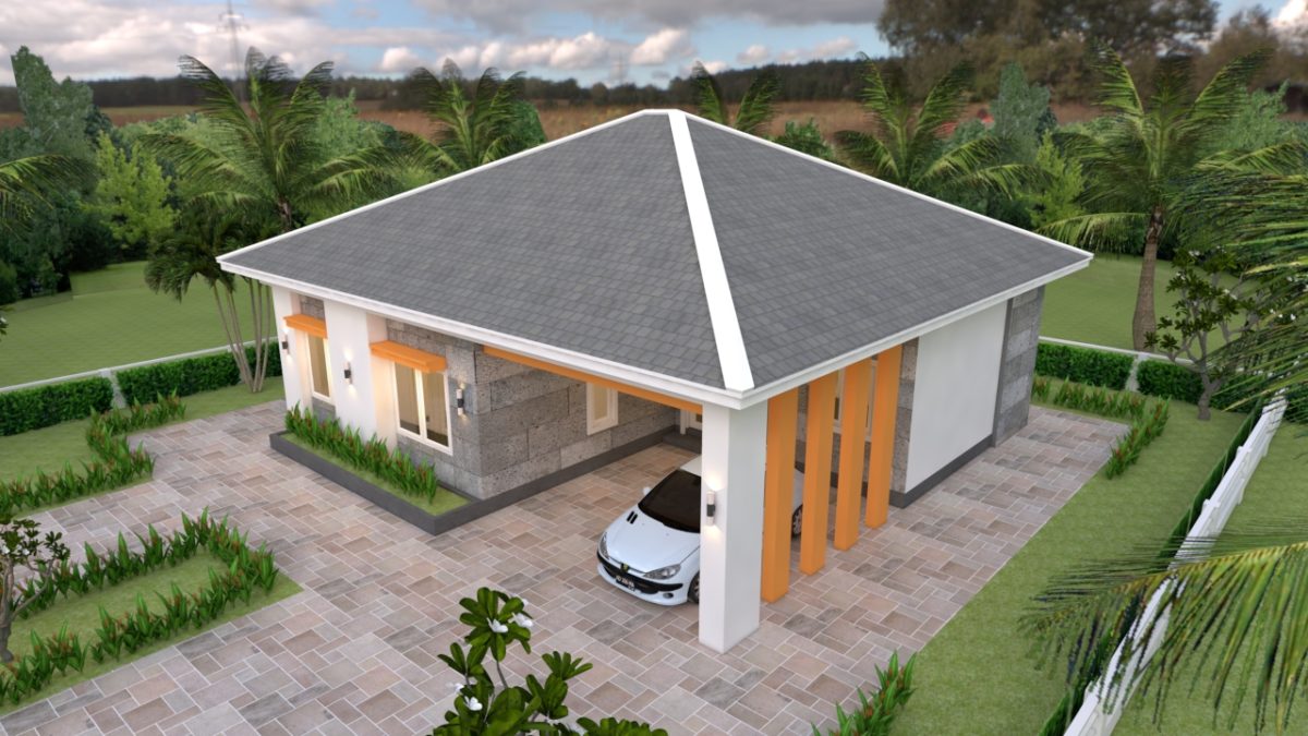 House Plans 12x11 with 3 Bedrooms Hip Roof