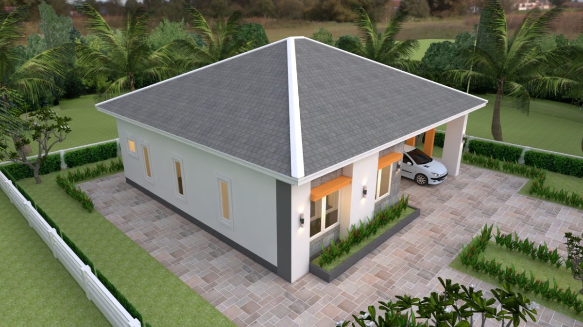 House Plans 12x11 with 3 Bedrooms Hip Roof - Image 9