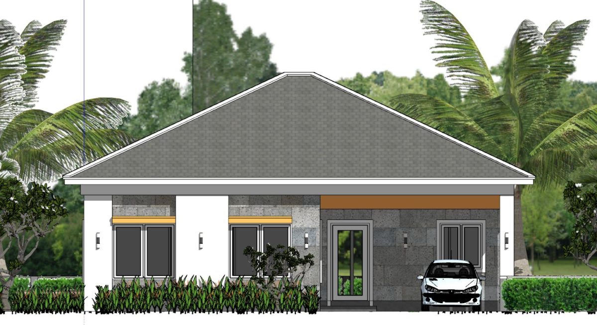 House Plans 12x11 with 3 Bedrooms Hip Roof - Image 11