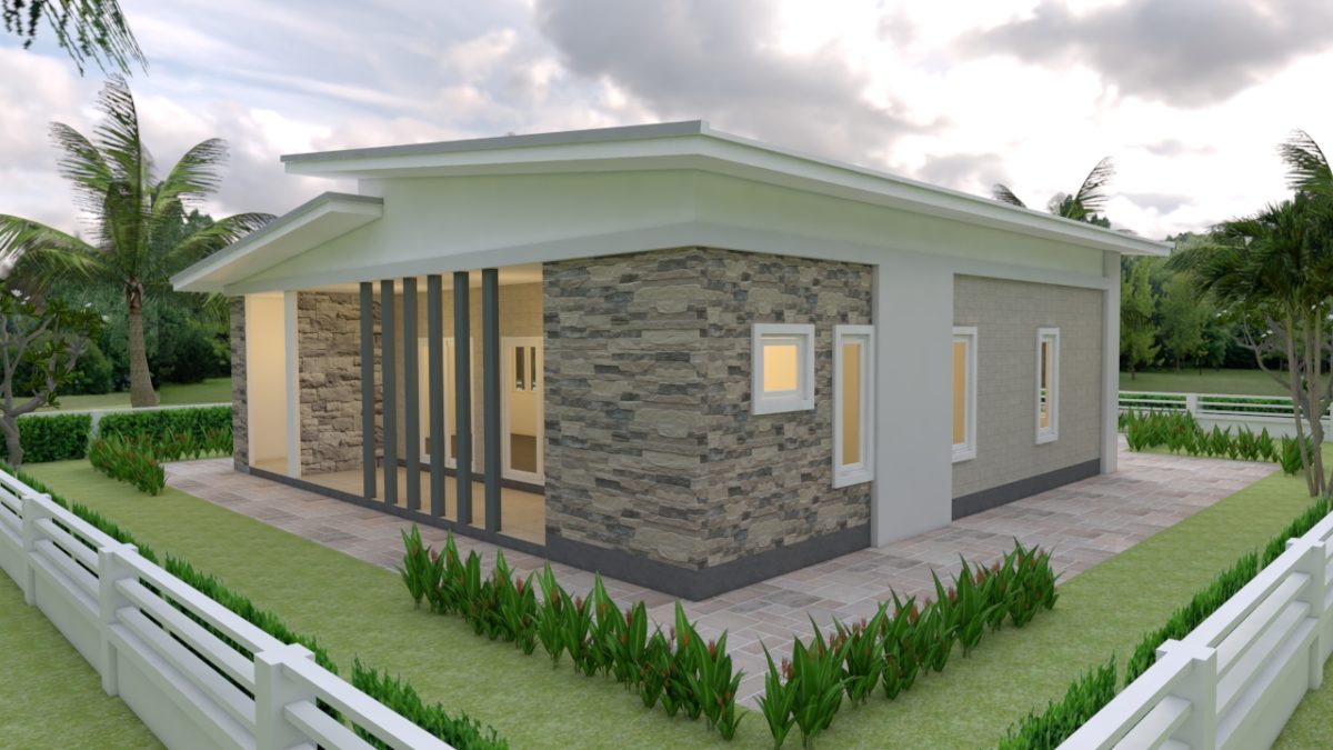 House Plans 12x11 with 3 Bedrooms Shed Roof