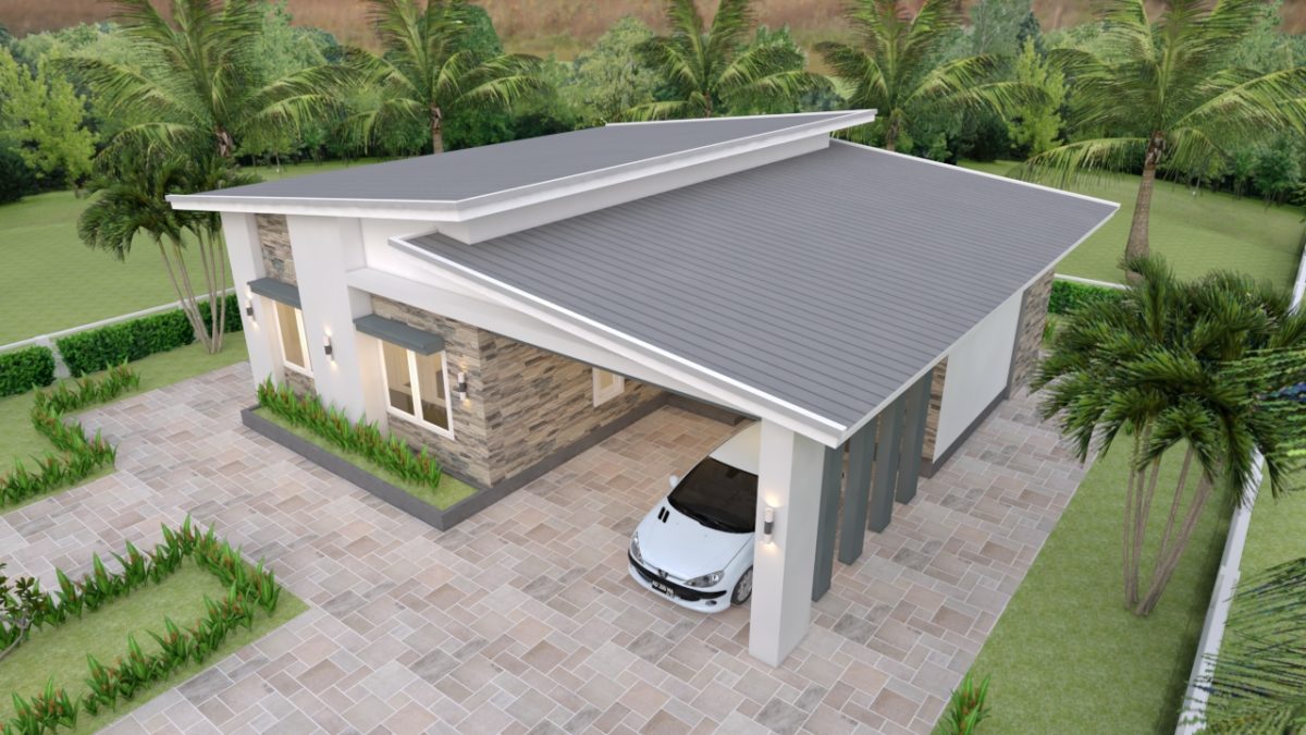 House Plans 12x11 with 3 Bedrooms Shed Roof