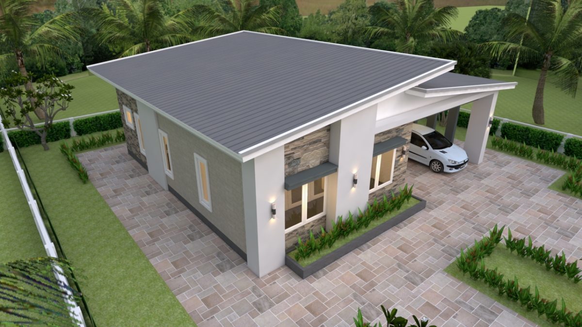 House Plans 12x11 with 3 Bedrooms Shed Roof