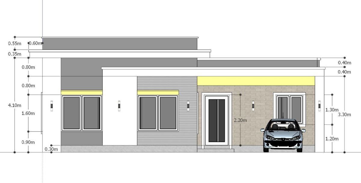 House Plans 12x11 with 3 Bedrooms Slap roof - Image 3