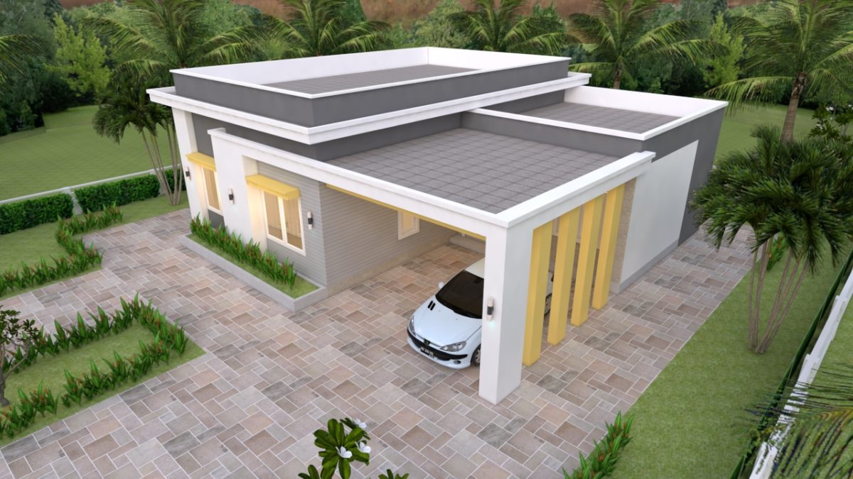 House Plans 12x11 with 3 Bedrooms Slap roof