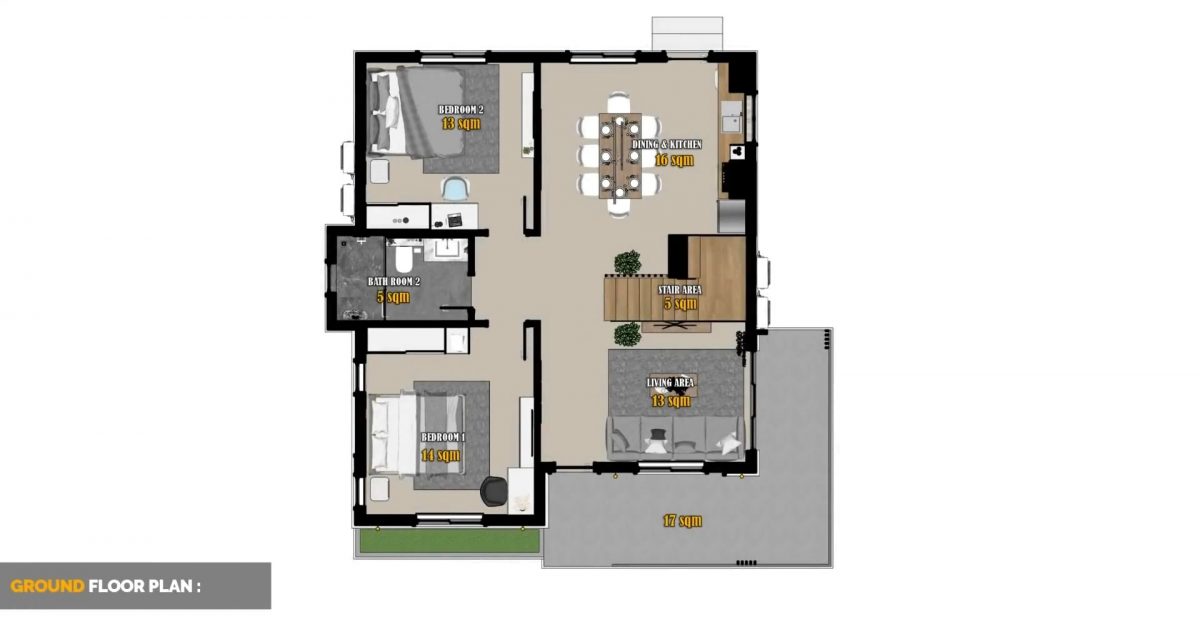House Design 2 Storey 8.50m x 10m (85 sqm) 4 Bedrooms