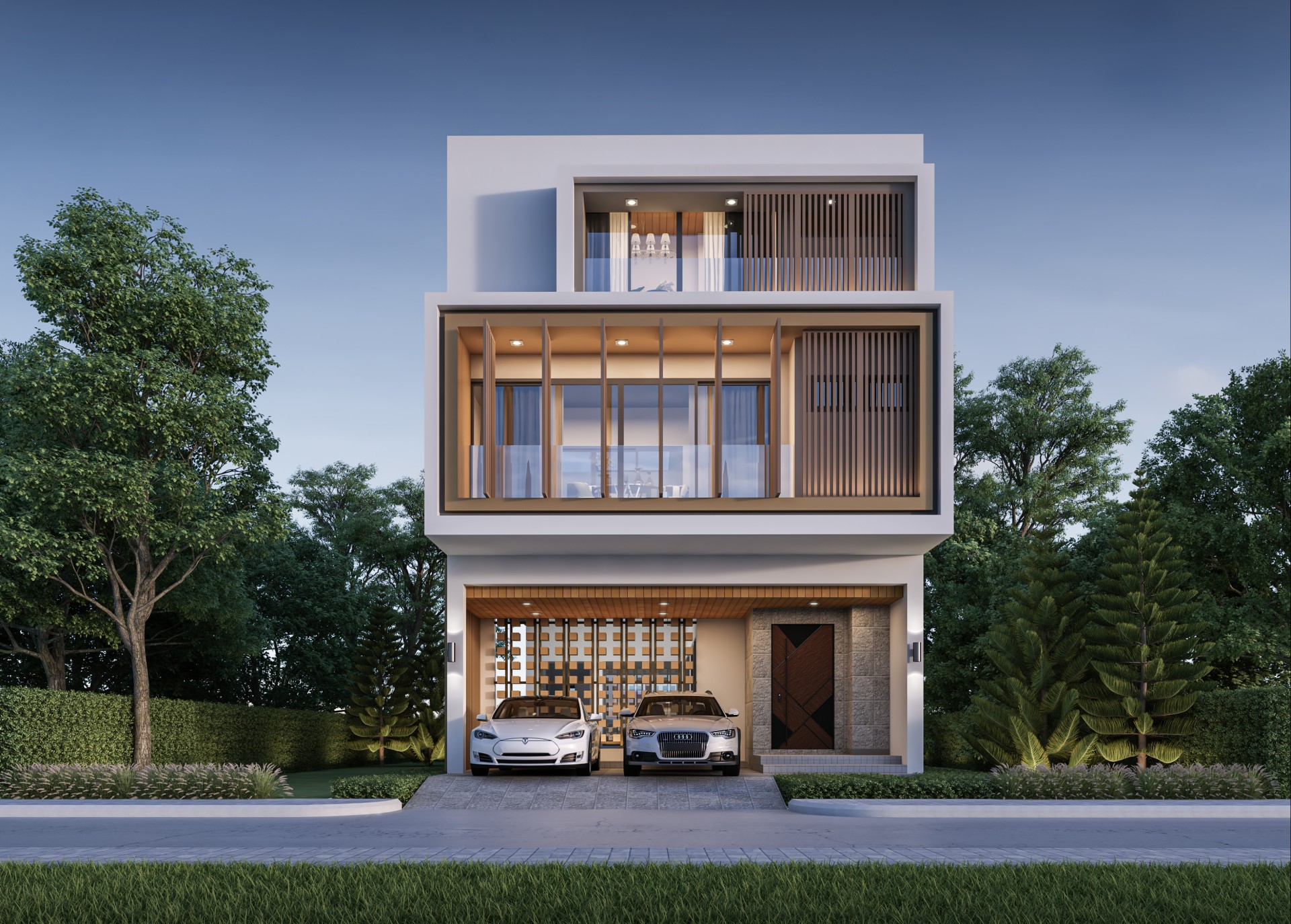 House Design Plot 11x24 Meter 3 Beds 4 Baths