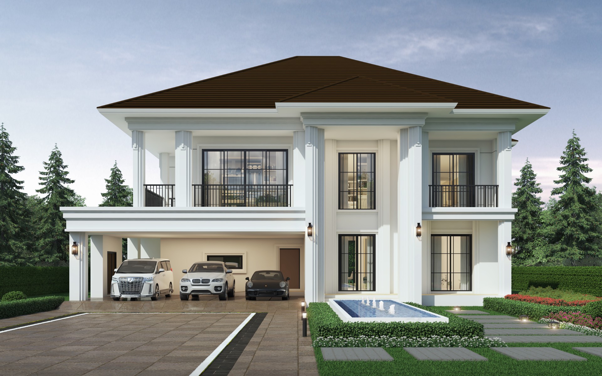 House Design Plot 23x19 Meter 4 Beds 6 Baths 1 Stuff room